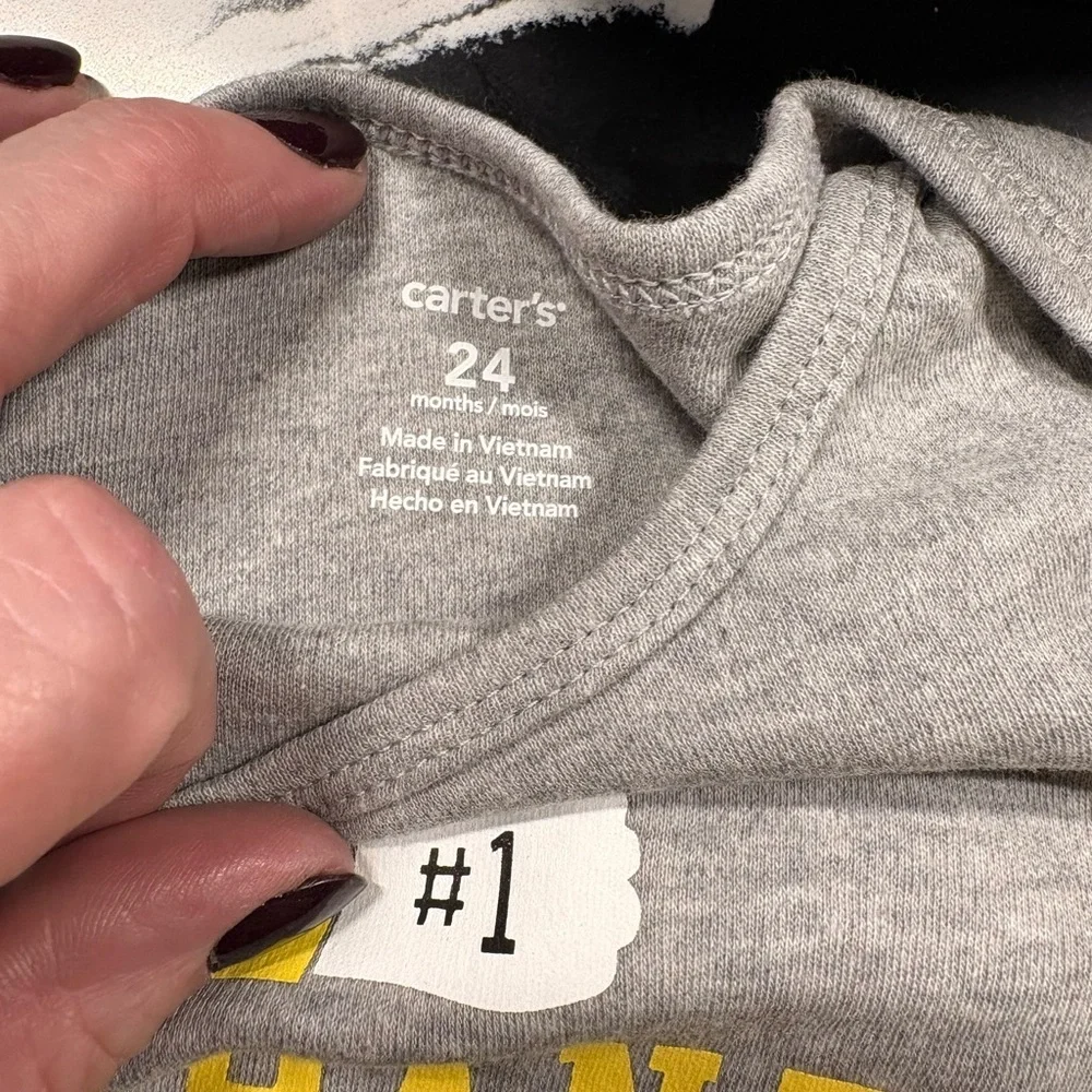 Carter's Gray with Yellow Graphic Long Sleeve Onesie